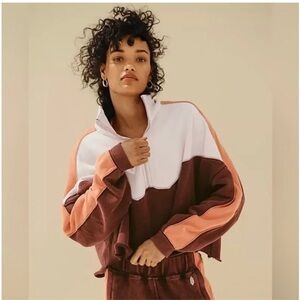 Free People split second half zip fig jam combo